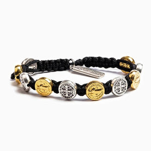 My Saint My Hero Benedictine Blessing Bracelet Black with Mixed medals