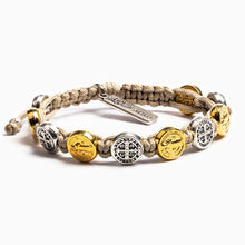 Load image into Gallery viewer, My Saint My Hero Benedictine Blessing Bracelet Tan with Mixed medals
