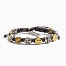 Load image into Gallery viewer, My Saint My Hero Benedictine Blessing Bracelet Slate with Mixed medals
