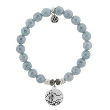 Load image into Gallery viewer, Blue Quartzite Stone Bracelet with Cactus Sterling Silver Charm
