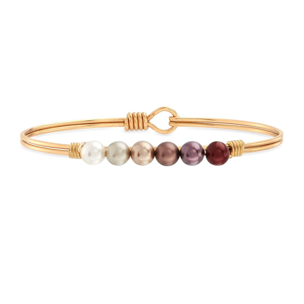 Crystal Pearl Bangle Bracelet in Fall Ombre