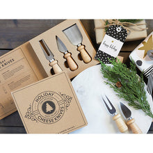 Load image into Gallery viewer, Cardboard Book Set - Holiday Cheese Knives
