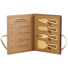 Load image into Gallery viewer, Cardboard Book Set- Champagne Gold Cheese Knives Set
