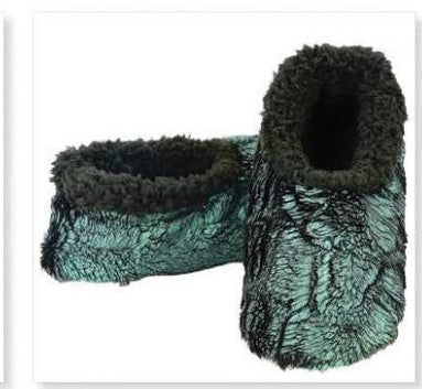 Women's Gilded Fur Snoozies - Foot Coverings - Green