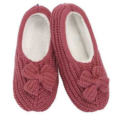 Women's Crochet Rib With Bow Snoozies - Foot Coverings - Size XL