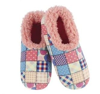 Women's Patchwork Pink Snoozies - Foot Coverings - Pink