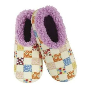 Women's Patchwork Lavender Snoozies - Foot Coverings - Lavender