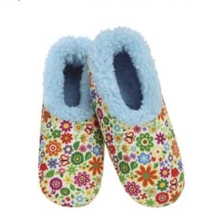 Women's Retro Daisy Blue Snoozies - Foot Coverings - Blue
