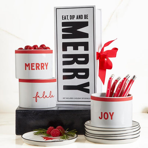 Eat, Dip & Be Merry - 3 Dip Bowl Set in Book Box