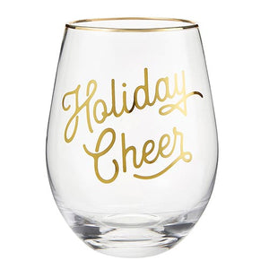 Stemless Wine Glass - Holiday Cheer