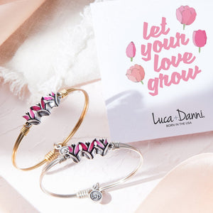 Luca+ Danni Tulips Bangle Bracelet - Petite/Silver Tone