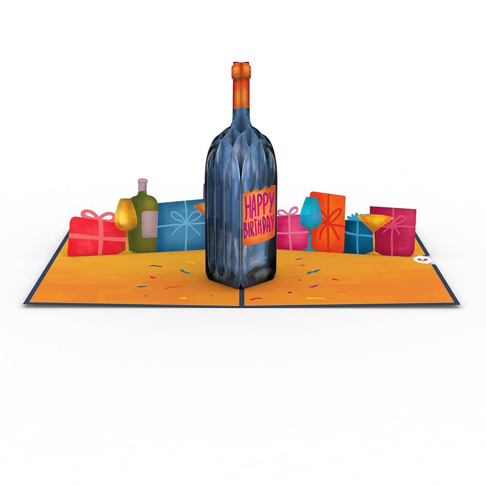 Vintage Wine Birthday Pop Up Card