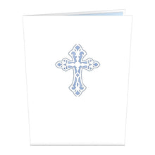 Load image into Gallery viewer, Blue Floral Cross 3D card
