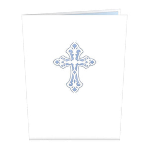 Blue Floral Cross 3D card