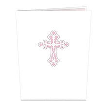 Load image into Gallery viewer, Pink Floral Cross Lovepop card
