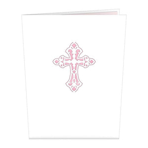 Pink Floral Cross Lovepop card