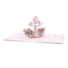 Load image into Gallery viewer, Pink Floral Cross Lovepop card
