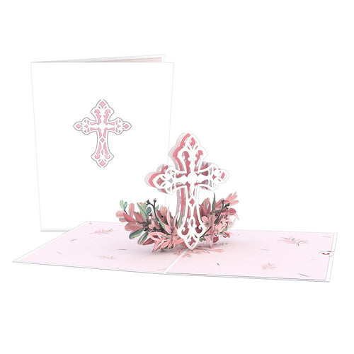 Pink Floral Cross Lovepop card