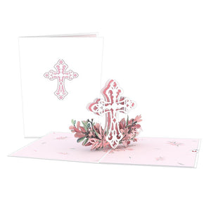 Pink Floral Cross Lovepop card