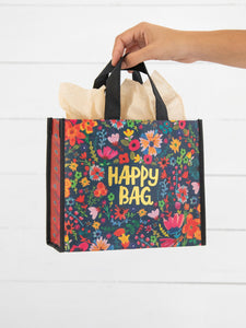 Medium Tote - Teal Floral Happy Bag