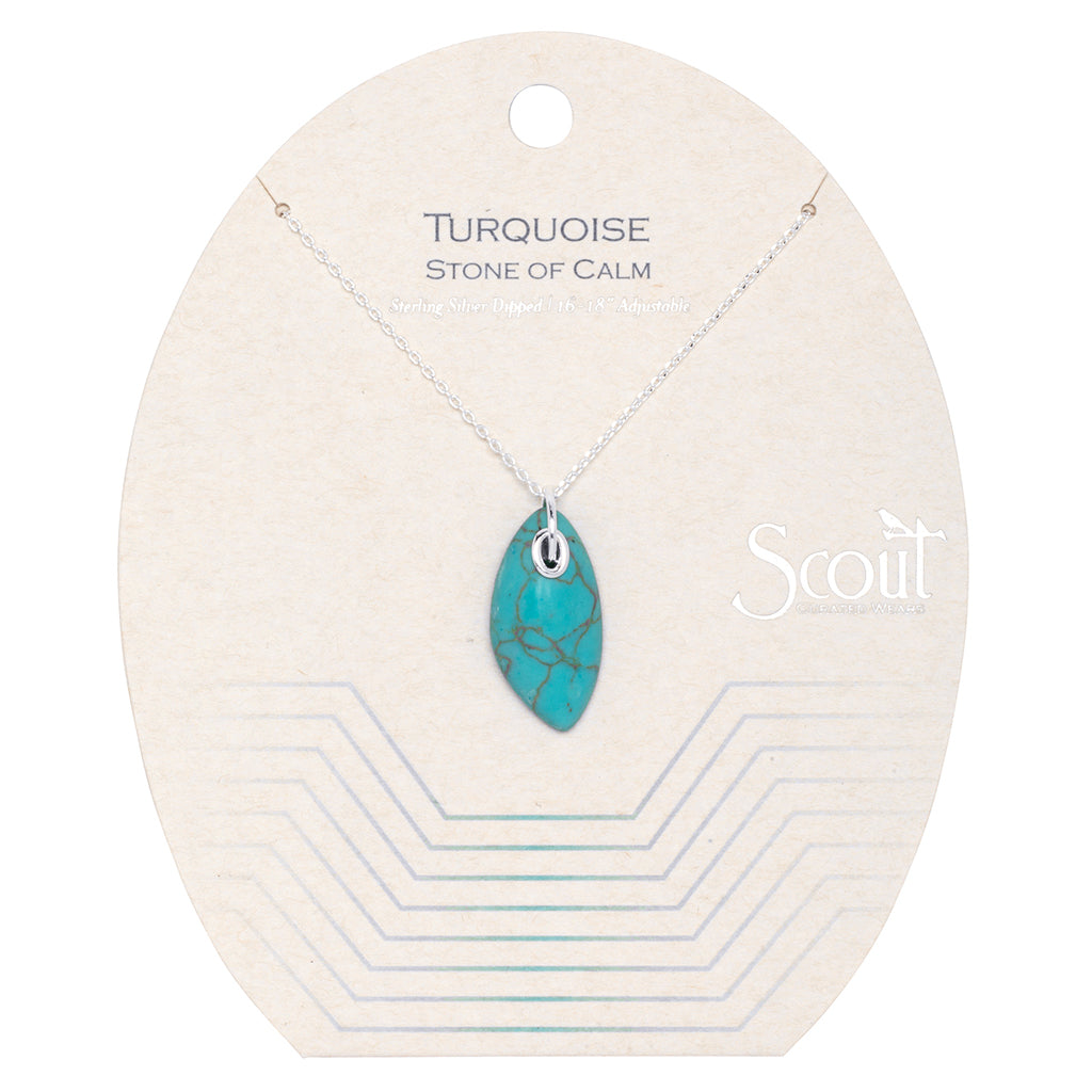 Organic Stone Necklace - Turquoise/Silver - Stone of Calm