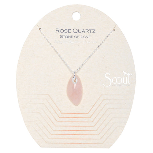 Organic Stone Necklace - Rose Quartz/Silver - Stone of Love
