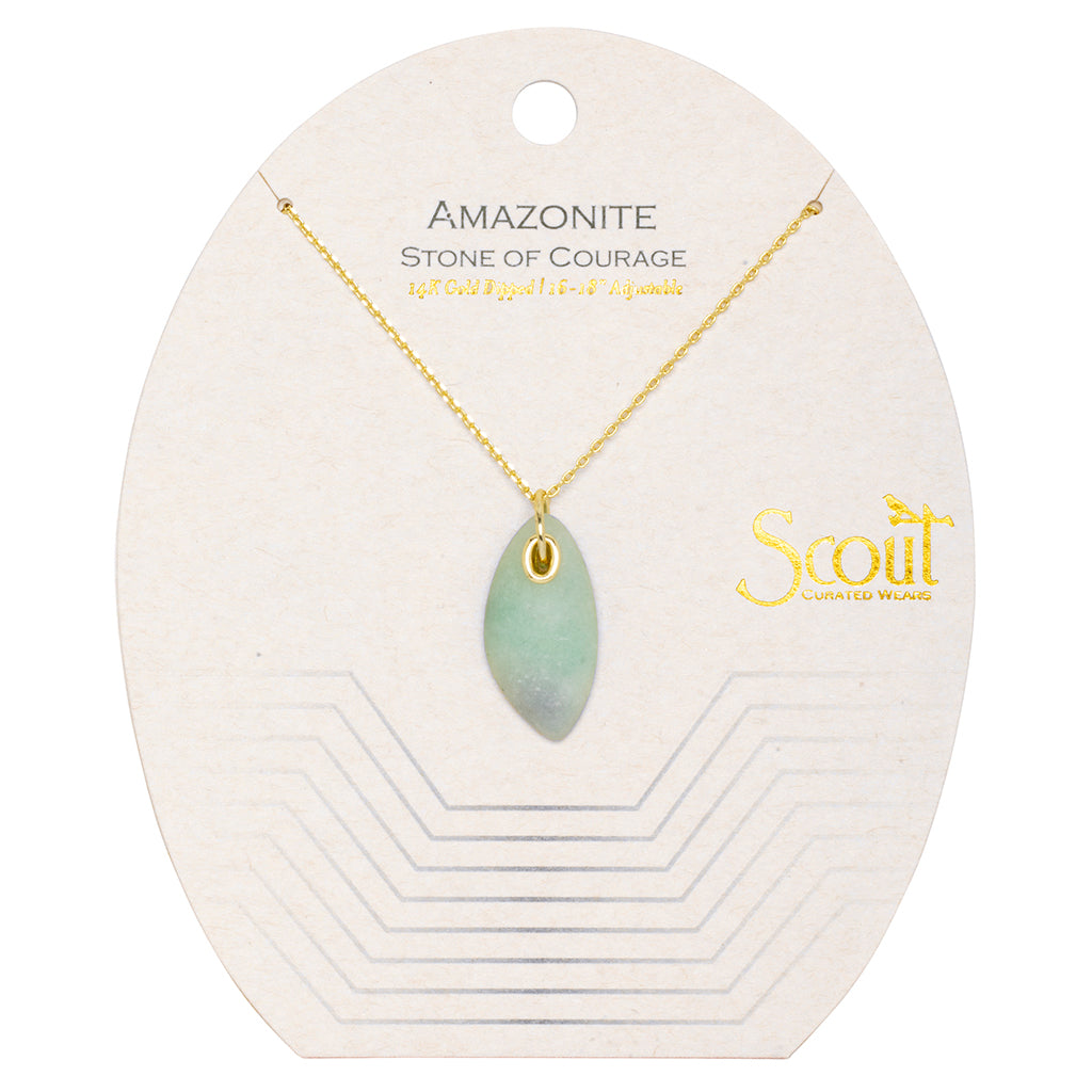 Organic Stone Necklace - Amazonite/Gold - Stone of Courage