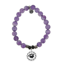 Load image into Gallery viewer, Amethyst Stone Bracelet with Paw Print Sterling Silver Charm
