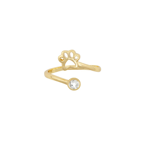 Paw Print Adjustable Ring in Crystal