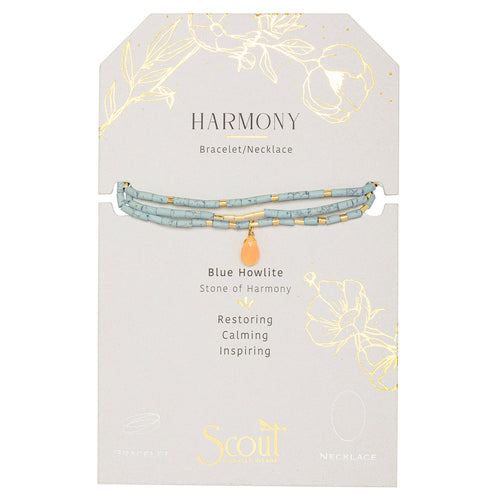 Teardrop Stone Wrap - Blue Howlite/Sunstone/Gold - Stone of Harmony