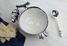 Load image into Gallery viewer, The Pomegranate Set - White Bowl with Silver Rim and Spoon
