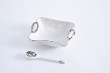 Load image into Gallery viewer, The Handles Set - White Bowl w/Silver Trim and Spoon
