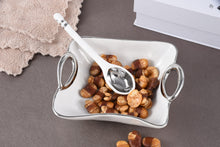 Load image into Gallery viewer, The Handles Set - White Bowl w/Silver Trim and Spoon

