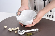 Load image into Gallery viewer, The Round Handles Set - White Bowl w/Silver Trim and Spoon
