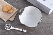 Load image into Gallery viewer, The Round Handles Set - White Bowl w/Silver Trim and Spoon
