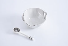 Load image into Gallery viewer, The Round Handles Set - White Bowl w/Silver Trim and Spoon
