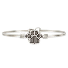 Load image into Gallery viewer, Luca+ Danni Pawprint Bangle Bracelet - Petite/Silver Tone
