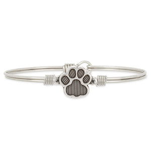 Luca+ Danni Pawprint Bangle Bracelet - Petite/Silver Tone