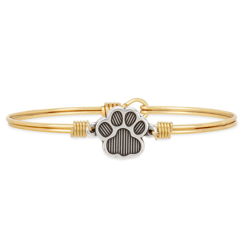 Luca+ Danni Pawprint Bangle Bracelet - Petite/Brass Tone