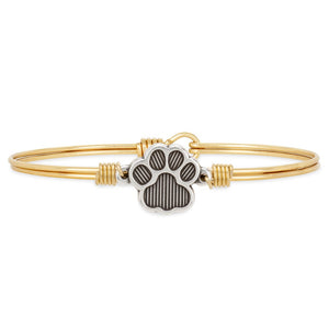 Luca+ Danni Pawprint Bangle Bracelet - Petite/Brass Tone