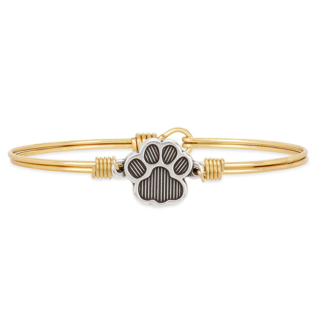 Luca+ Danni Pawprint Bangle Bracelet - Petite/Brass Tone