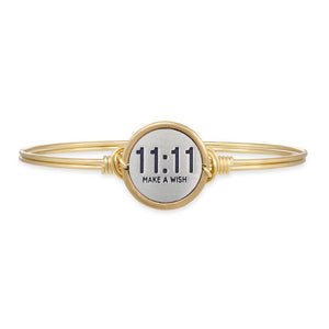 Luca+ Danni 11:11 Make A Wish Bangle Bracelet - Petite/Brass Tone