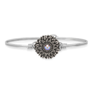 Luca+ Danni Sunflower Bangle Bracelet - Petite/Silver Tone