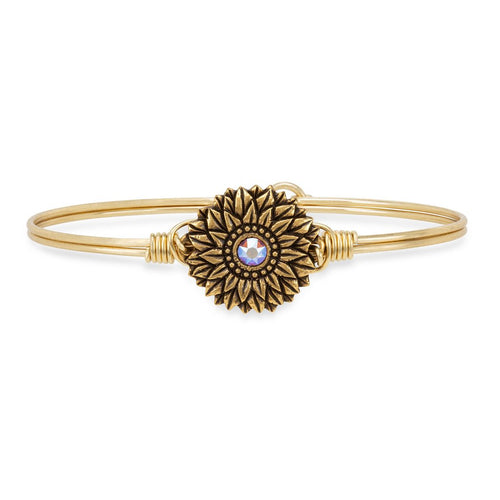 Luca+ Danni Sunflower Bangle Bracelet - Petite/Brass Tone