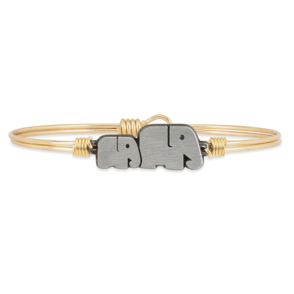 Luca+ Danni Mama Elephant Bangle Bracelet - Petite/Brass Tone