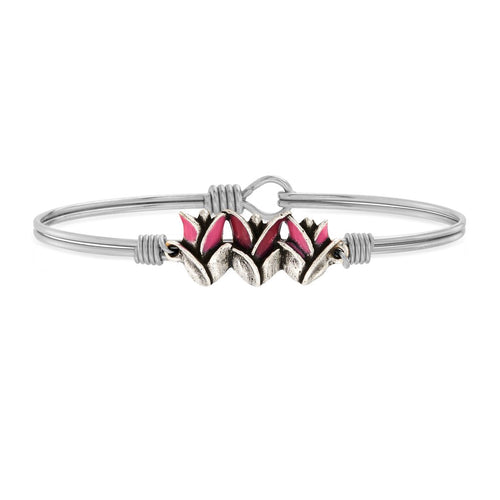 Luca+ Danni Tulips Bangle Bracelet - Petite/Silver Tone