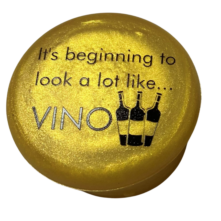 It's Beginning to look a lot like VINO - Gold - Single Wine Cap