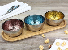 Load image into Gallery viewer, Set of 3 Colored Bowls &amp; Tray
