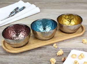 Set of 3 Colored Bowls & Tray