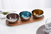 Load image into Gallery viewer, Set of 3 Colored Bowls &amp; Tray
